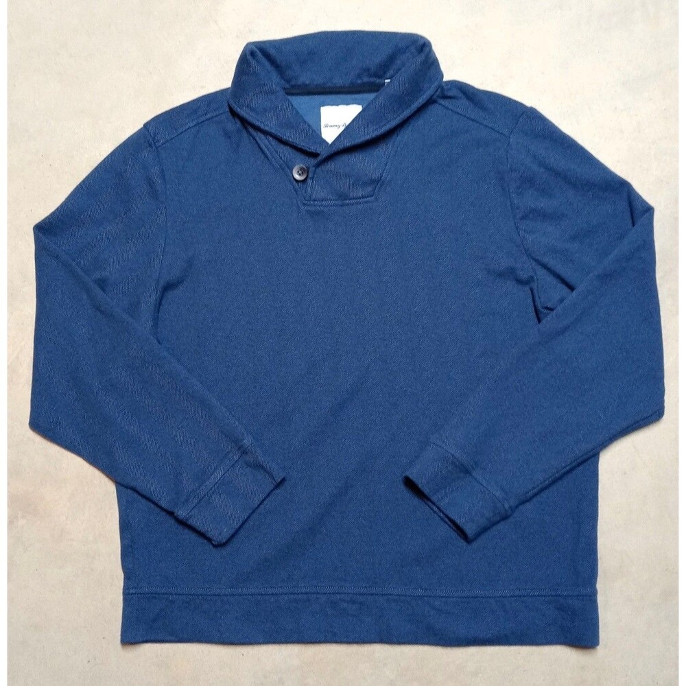 Tommy Bahama Shawl Collar Sweater Mens LARGE Blue Pullover Knit Marlin Logo
